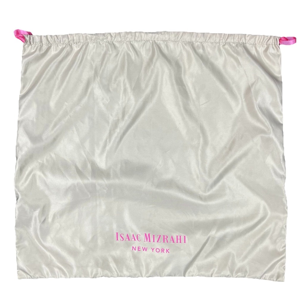 Isaac Mizrahi New York Satin Dust Bag Large 20x18 Logo Spellout Beige Pink
